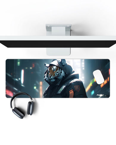 Tiger in a Trench Panaroma Desk Mat