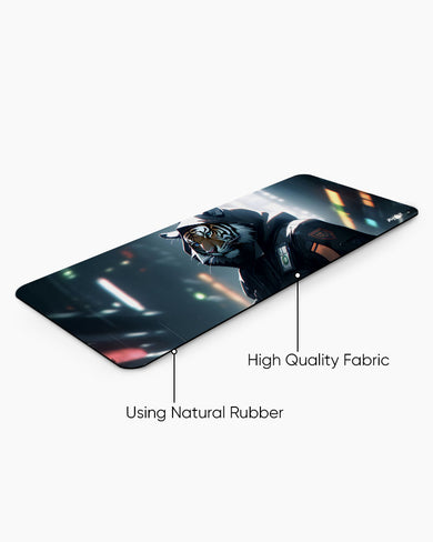 Tiger in a Trench Panaroma Desk Mat