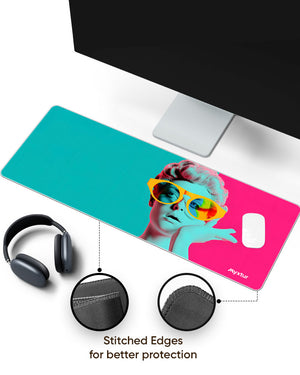Glasses in Neon Panaroma Desk Mat Stitched 1