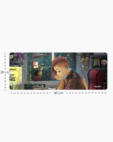 Cyberpunk 2077-Stray Crossover Panaroma Desk Mat