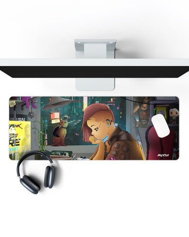 Cyberpunk 2077-Stray Crossover Panaroma Desk Mat