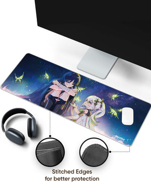 Nahida and Wanderer Panaroma Desk Mat Stitched 1