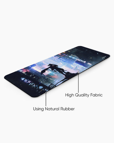 Last Samurai in a Cyberpunk World Panaroma Desk Mat