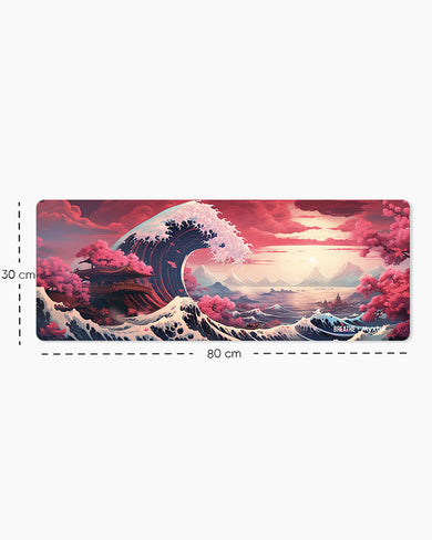 Great Wave Rising [BREATHE] Panaroma Desk Mat