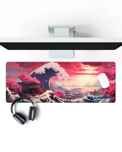 Great Wave Rising [BREATHE] Panaroma Desk Mat