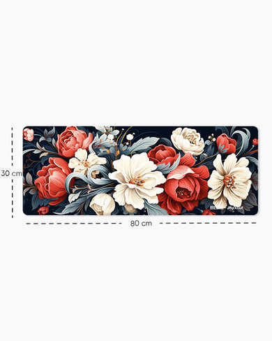 Scarlet and Snow Bouquet [BREATHE] Panaroma Desk Mat