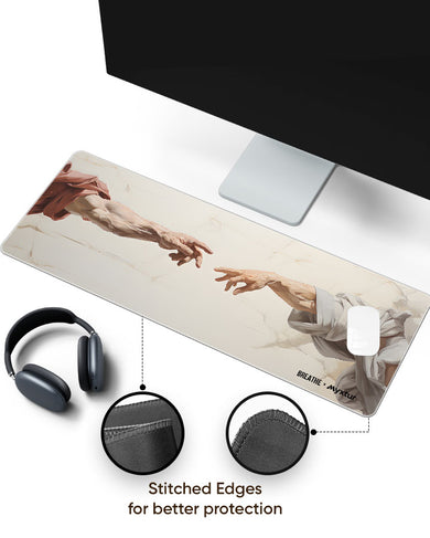 Michelangelo Creation of Adam [BREATHE]  Panaroma Desk Mat