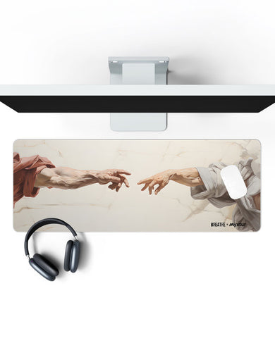Michelangelo Creation of Adam [BREATHE]  Panaroma Desk Mat