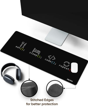 Eat Code Sleep Panaroma Desk Mat Stitched 1