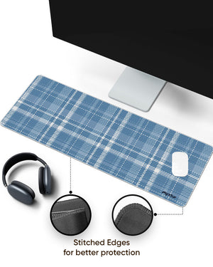 Denim Plaid Checks Panaroma Desk Mat Stitched 1