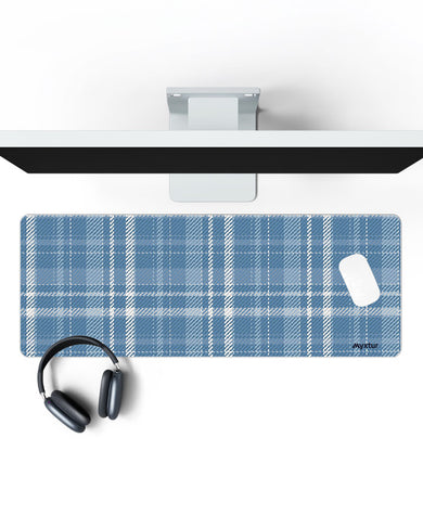 Denim Plaid Checks Panaroma Desk Mat