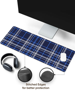 Indigo Grid Panaroma Desk Mat Stitched 1