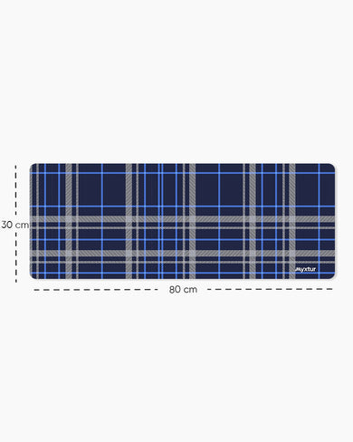 Indigo Grid Panaroma Desk Mat