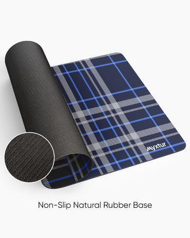 Indigo Grid Panaroma Desk Mat