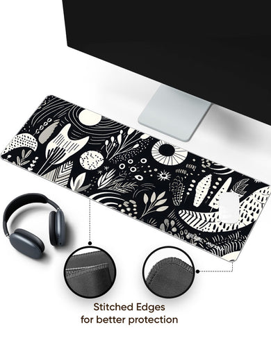 Monochrome Harvest [BREATHE] Panaroma Desk Mat