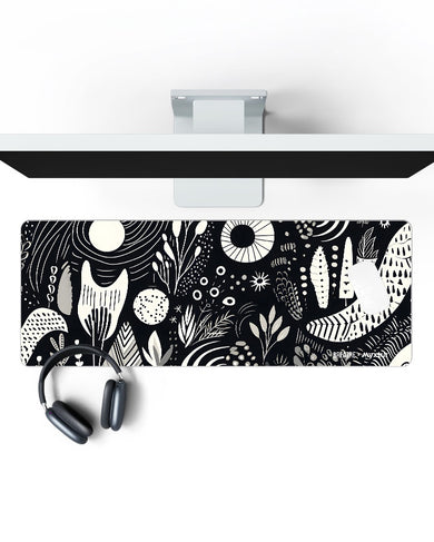 Monochrome Harvest [BREATHE] Panaroma Desk Mat