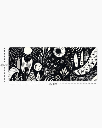 Monochrome Harvest [BREATHE] Panaroma Desk Mat