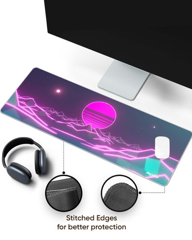 Retro Wave Fusion Panaroma Desk Mat