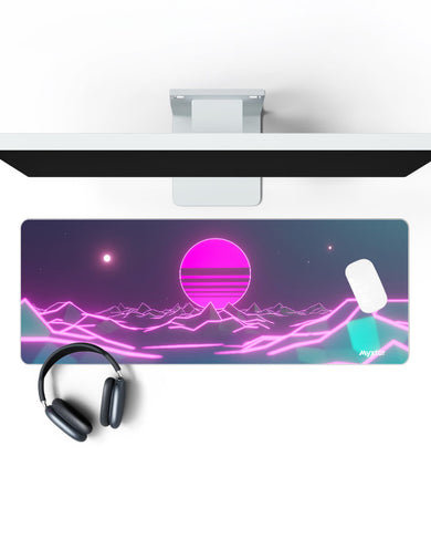 Retro Wave Fusion Panaroma Desk Mat