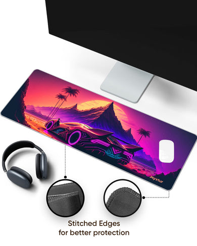Retrowave Racing Panaroma Desk Mat