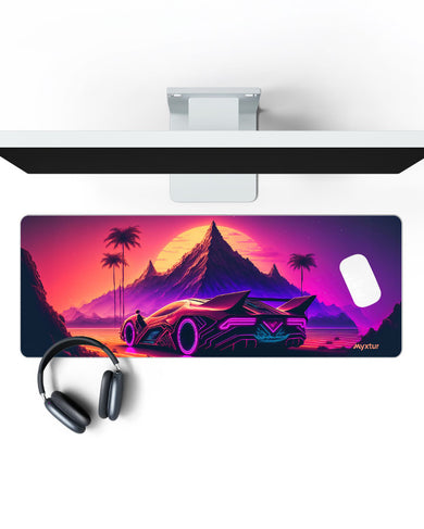 Retrowave Racing Panaroma Desk Mat