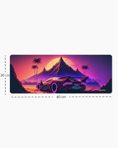 Retrowave Racing Panaroma Desk Mat