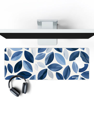 Cobalt Leaves [BREATHE] Panaroma Desk Mat