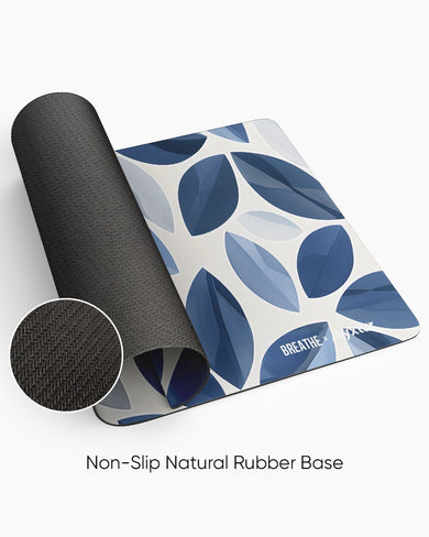 Cobalt Leaves [BREATHE] Panaroma Desk Mat