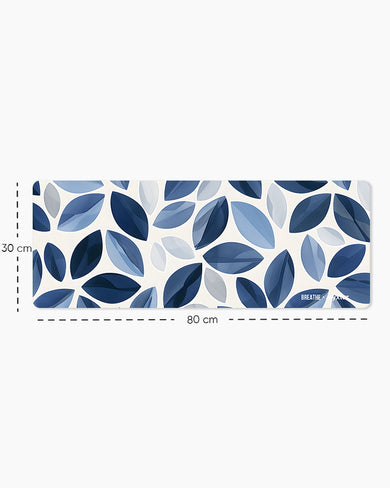 Cobalt Leaves [BREATHE] Panaroma Desk Mat