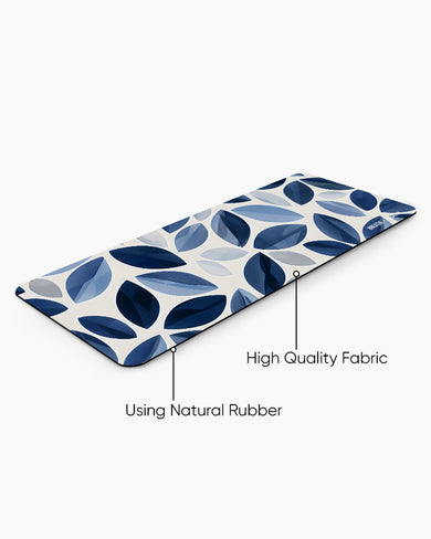Cobalt Leaves [BREATHE] Panaroma Desk Mat