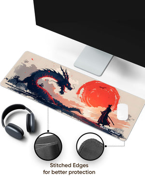 Dragon Samurai  Panaroma Desk Mat Stitched 1