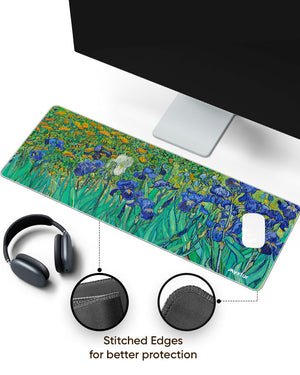 Irises by Van Gogh Panaroma Desk Mat Stitched 1
