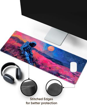 Starry Night in Neon  Panaroma Desk Mat Stitched 1