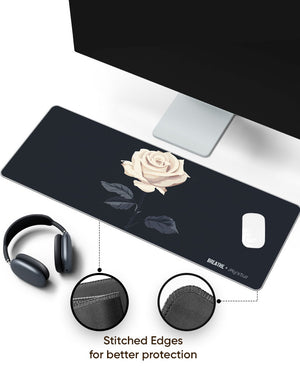 White Rose  Panaroma Desk Mat Stitched 1