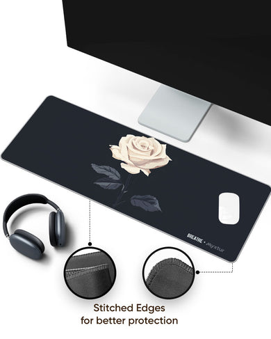 White Rose [BREATHE] Panaroma Desk Mat
