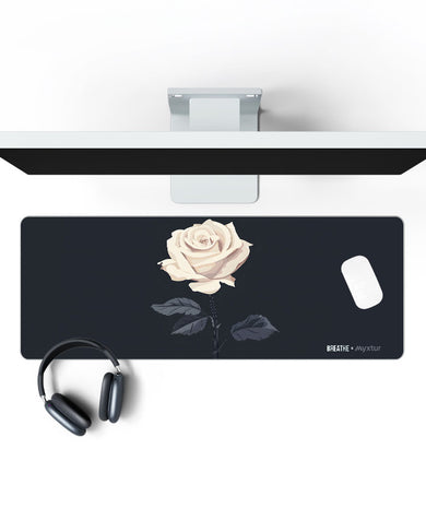 White Rose [BREATHE] Panaroma Desk Mat
