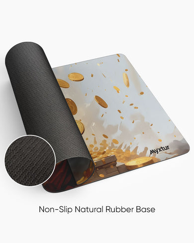 Lakshmi Raining Bitcoin Panaroma Desk Mat