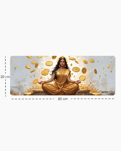 Lakshmi Raining Bitcoin Panaroma Desk Mat