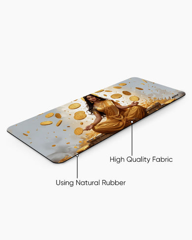Lakshmi Raining Bitcoin Panaroma Desk Mat