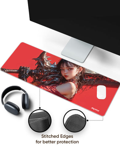 Beast Girl with Monster Blade Panaroma Desk Mat