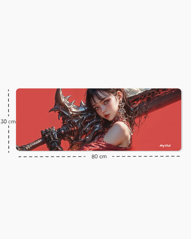 Beast Girl with Monster Blade Panaroma Desk Mat