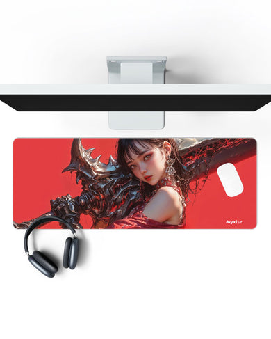 Beast Girl with Monster Blade Panaroma Desk Mat