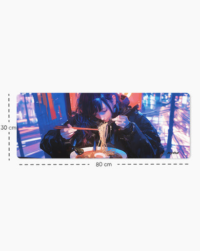 Cyberpunk Ramen Girl Panaroma Desk Mat