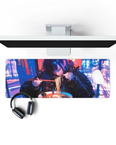 Cyberpunk Ramen Girl Panaroma Desk Mat