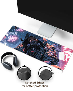 Futuristic Cyber Ninja Panaroma Desk Mat Stitched 1