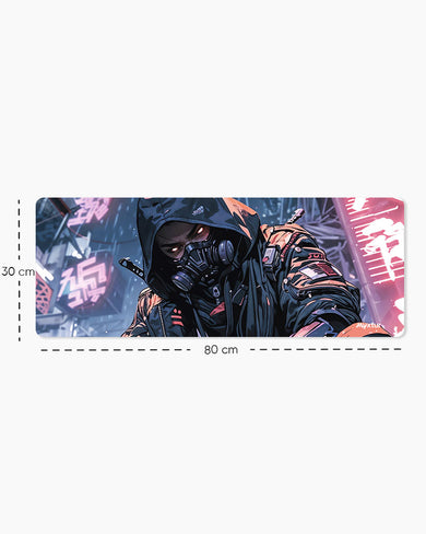 Futuristic Cyber Ninja Panaroma Desk Mat