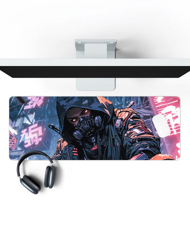Futuristic Cyber Ninja Panaroma Desk Mat