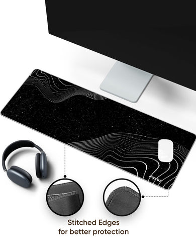 Monochrome Wave Panaroma Desk Mat