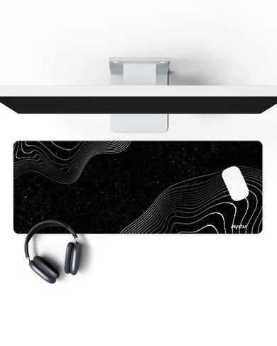 Monochrome Wave Panaroma Desk Mat