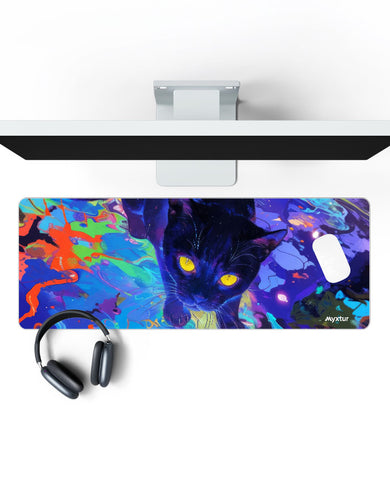 Neon Cat Fantasy Panaroma Desk Mat